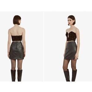 New NWT Bardot Alexis Faux Vegan Leather‎ Miniskirt Black Size 10 Large Lined
